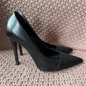 All Saints Black Ribbed/Striped Pumps